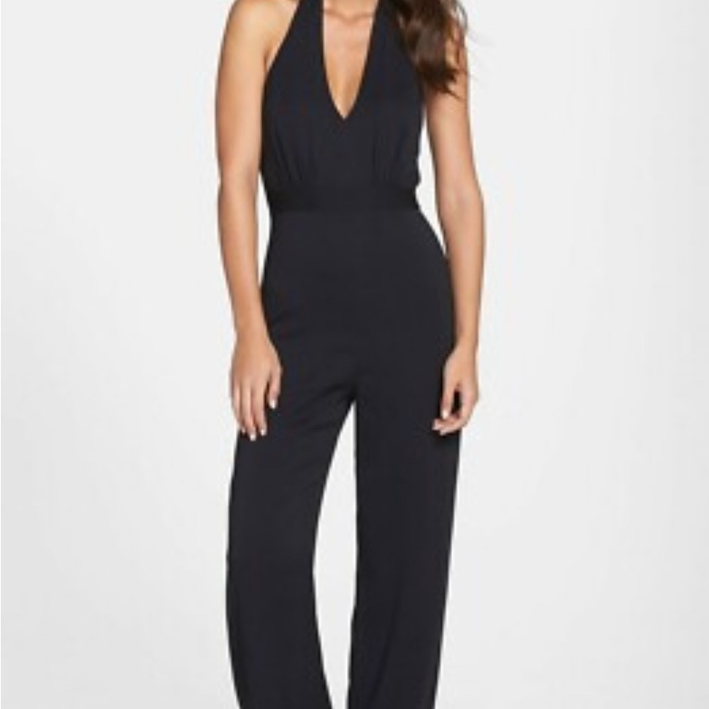 Nicole Miller Elegant Black Halter Jumpsuit